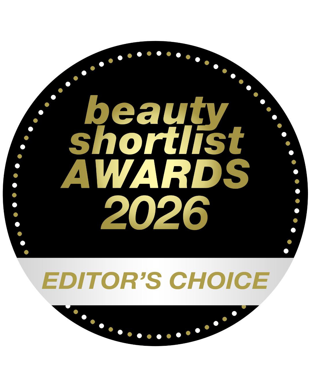 Badge for Beauty Shortlist Awards 2026 Editor's Choice 