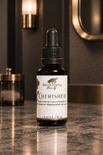 CHERISHED_Regenerating_Luxury_Oleoserum_on_countertop in luxurious setting