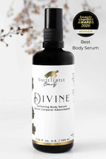 White Turtle Beauty Divine Softening Body Serum bottle with Beauty Shortlist Awards winner badge