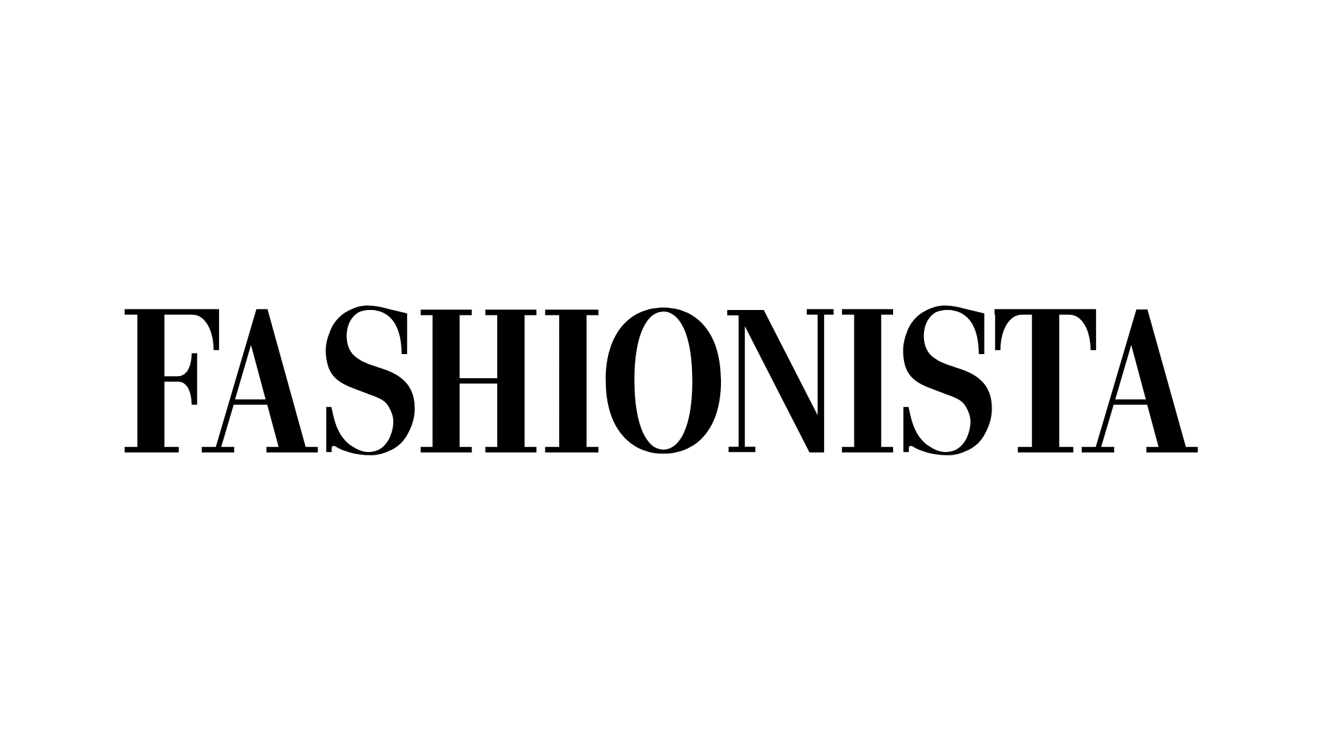 Black 'FASHIONISTA' text on a white background
