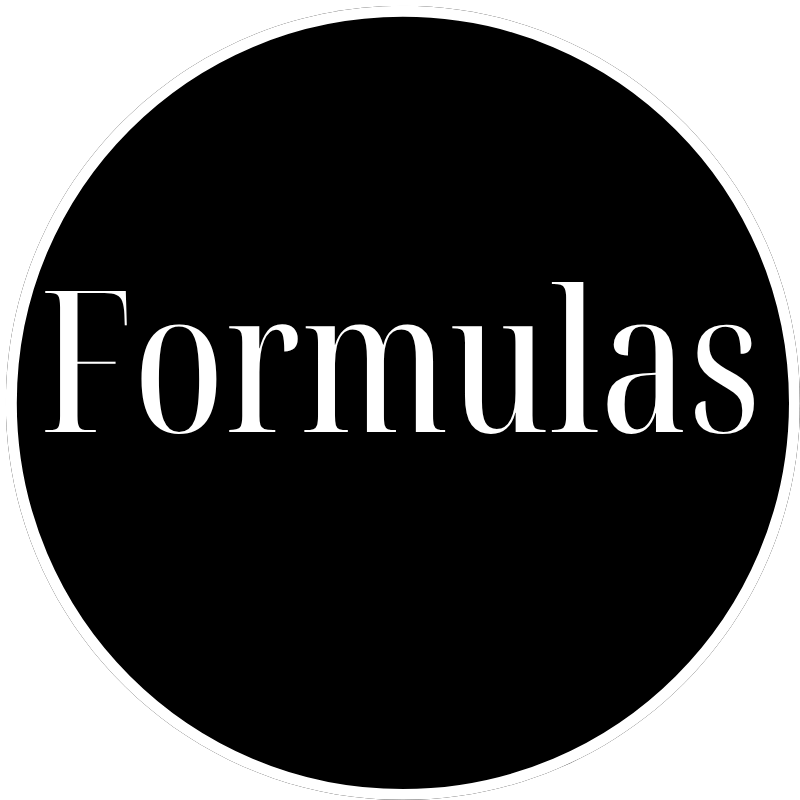 Circular logo with the word 'Formulas' in white text on a black background