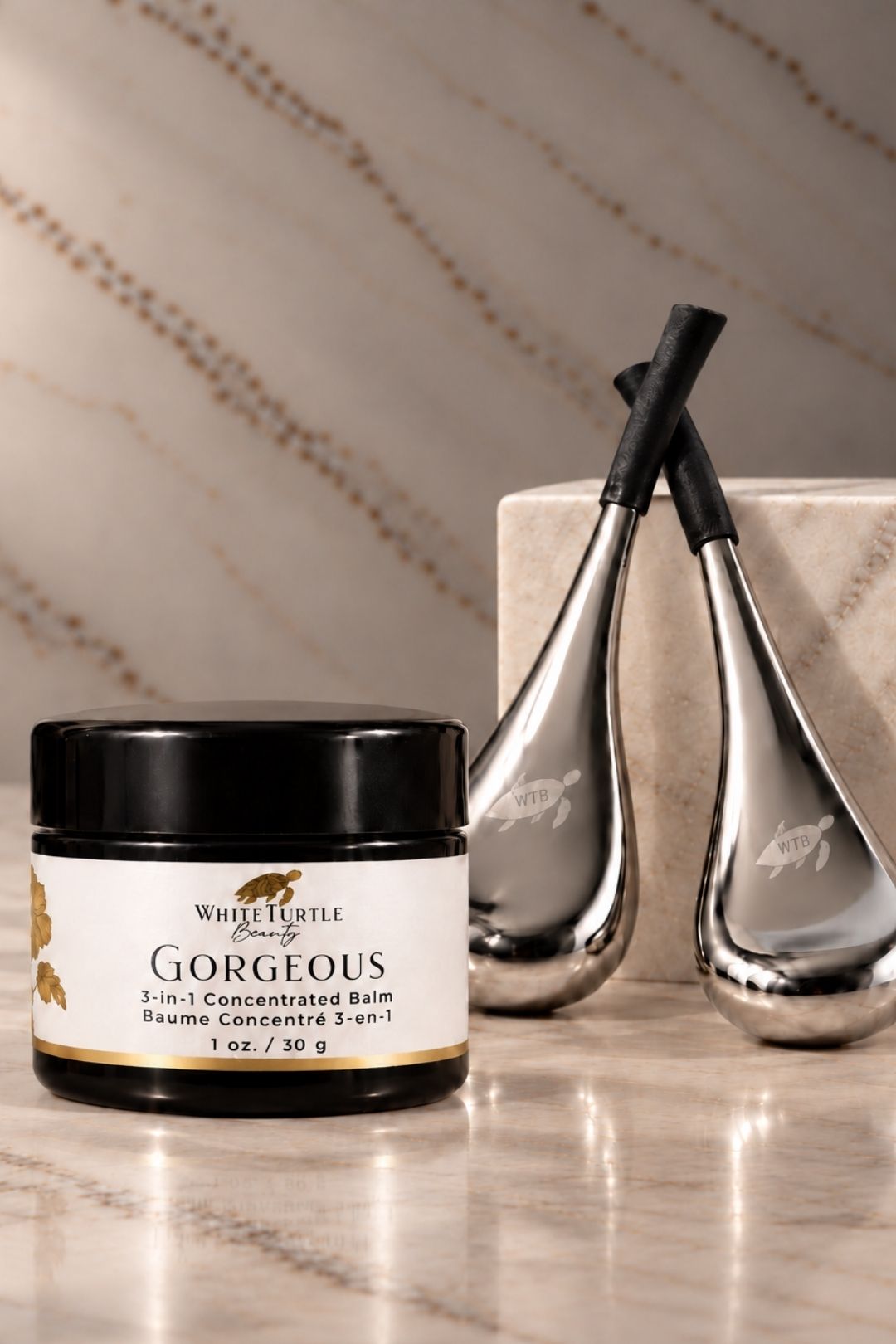 White Turtle Beauty GORGEOUS balm with cryotherapy wands