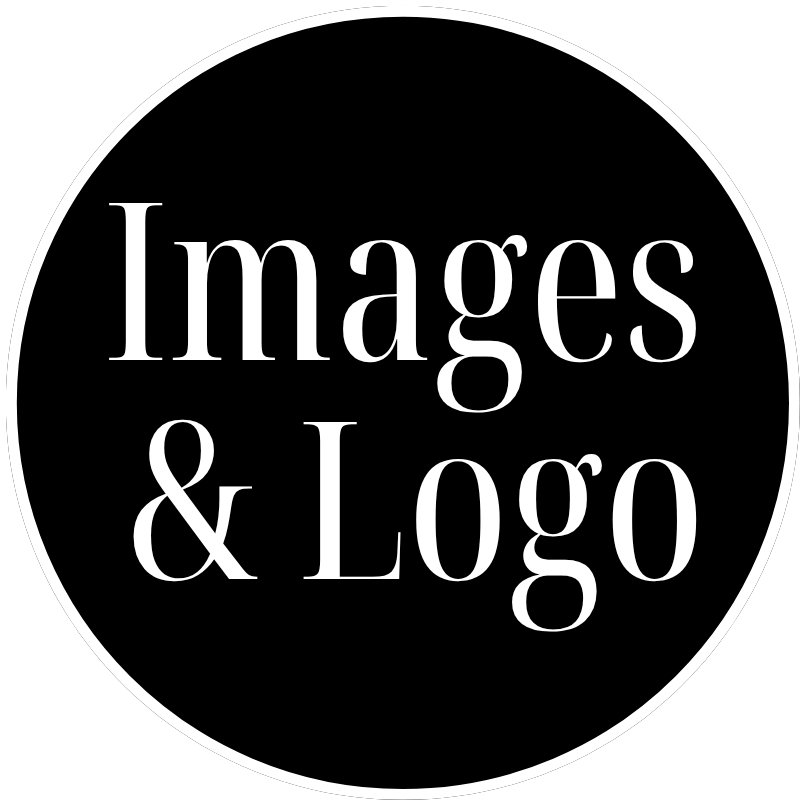Black circle with 'Images & Logo' text in white