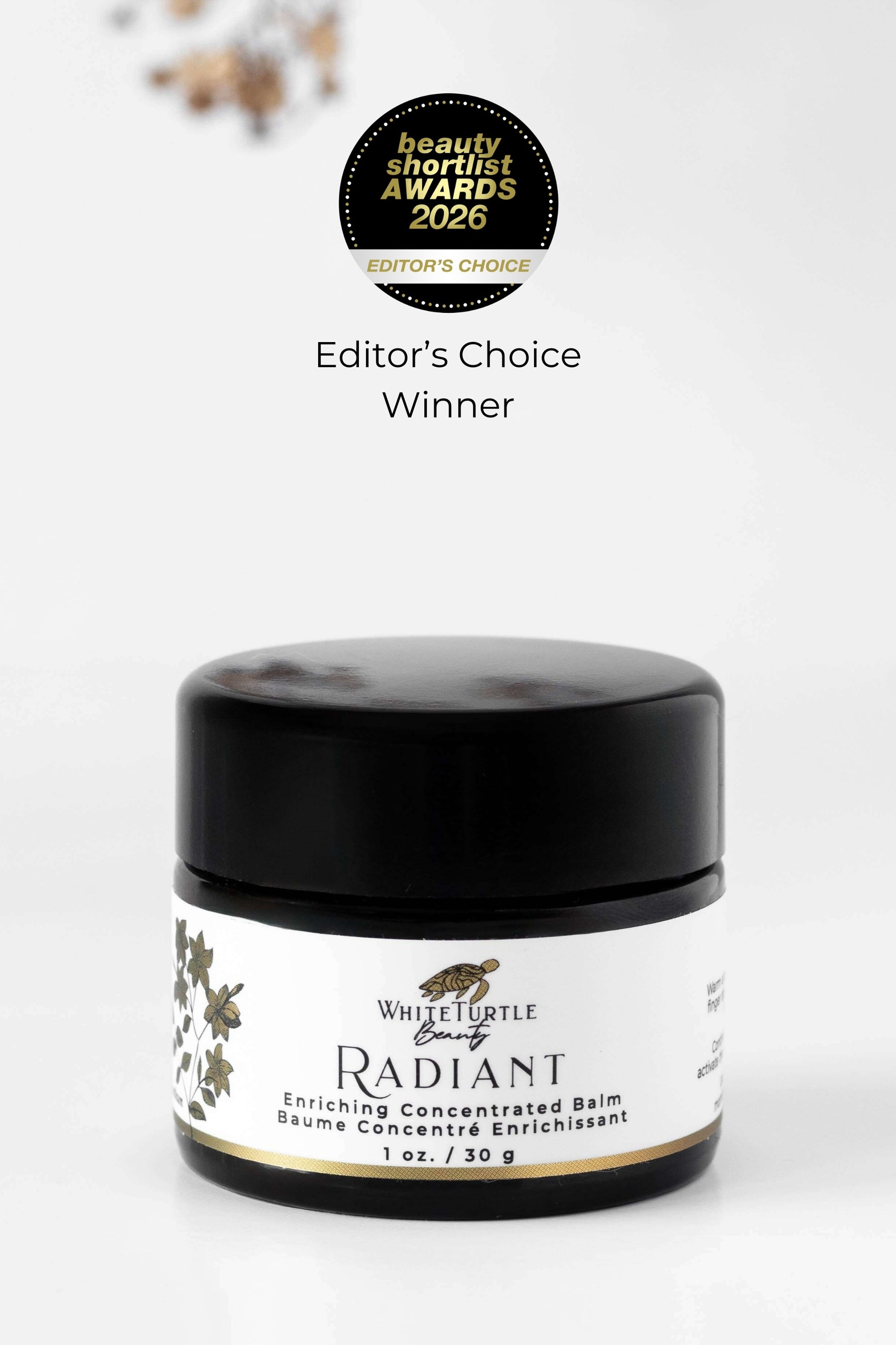 Jar of Radiant Enriching Concentrated Balm with Beauty Shortlist Awards winner badge
