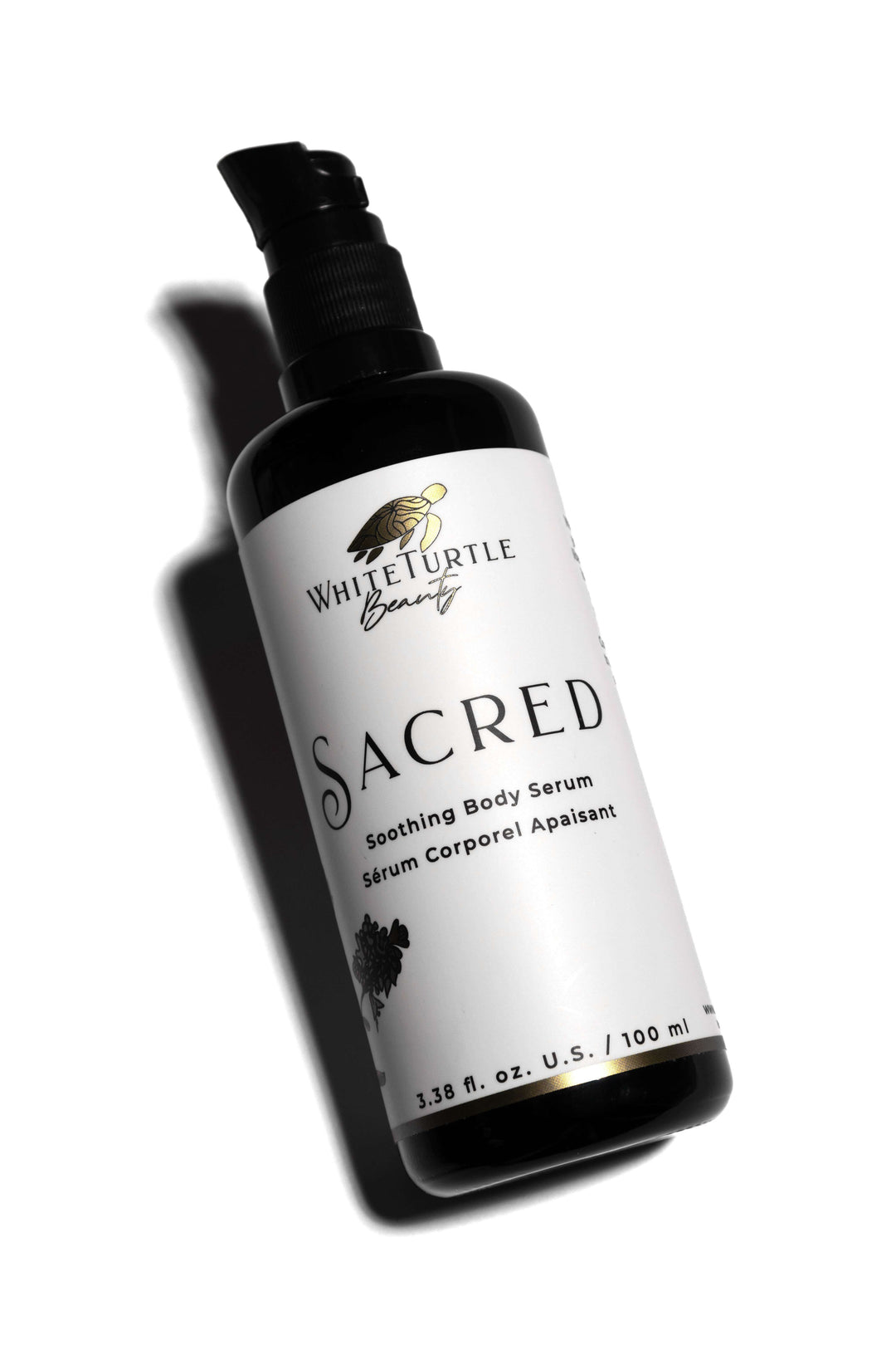 SACRED Soothing Body Serum bottle with desert botanical oils for deep hydration