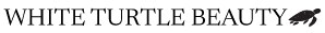 White text reading 'WHITE TURTLE BEAUTY' with a black turtle logo on the right, shown on a black background.